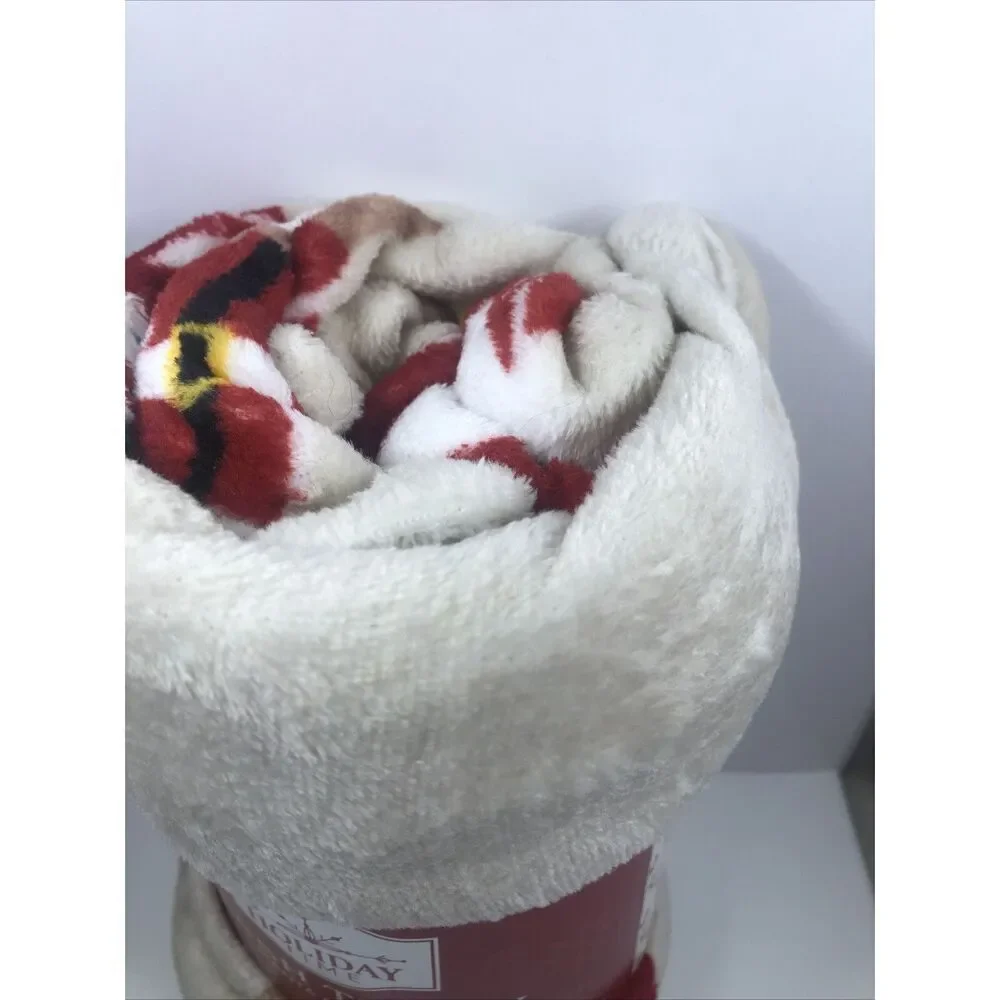 Holiday Time All Over Santas  Plush Throw 50 In X 60 In